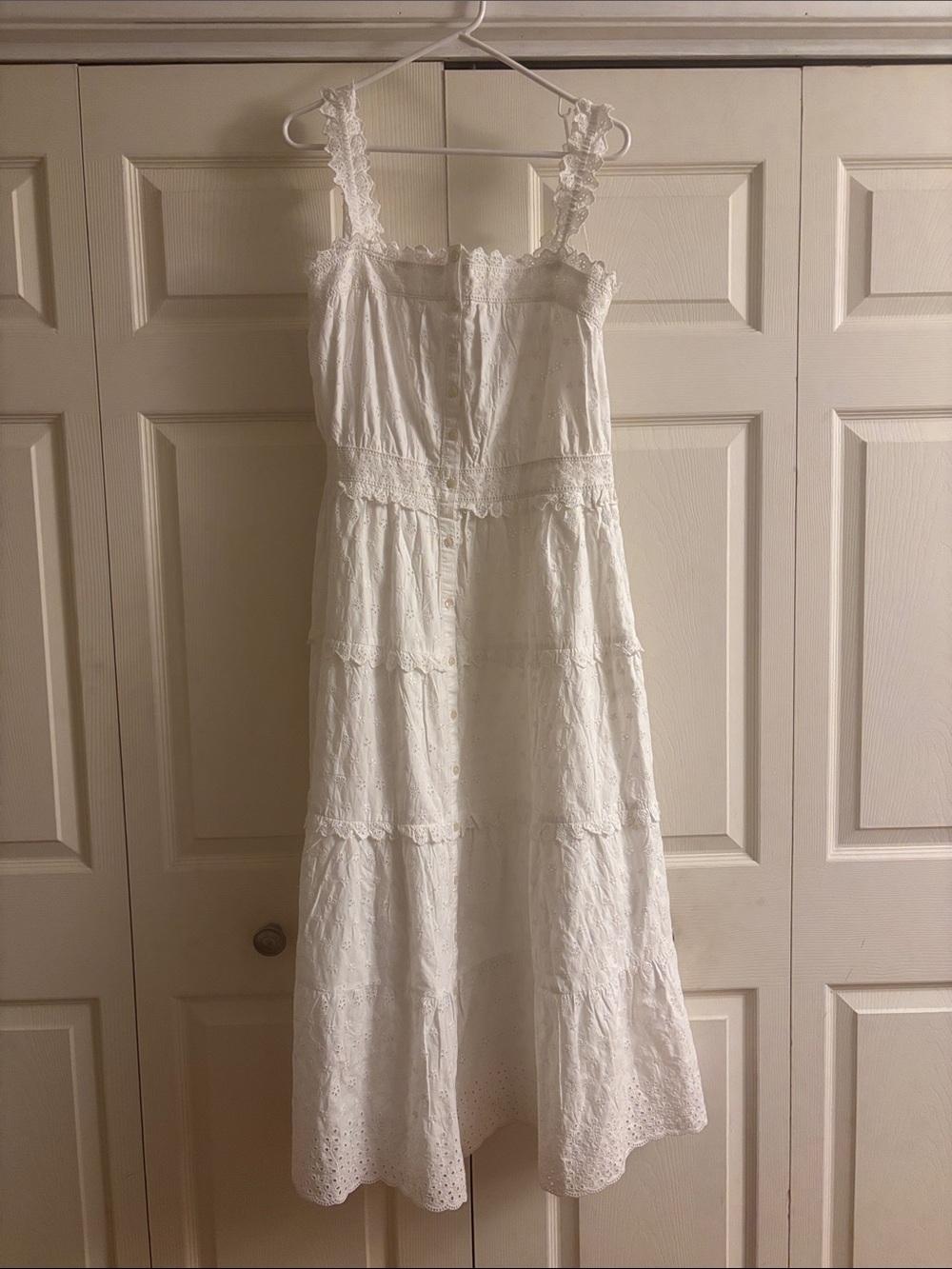 GAP x DOEN eyelet scallop trim midi tiered dress limited edition size large